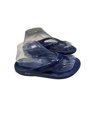 OOFOS OOlala Luxe Recovery Thong Sandals Women’s Size 11 Navy Flip Flops
